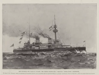 La collision au large du cap Saint-Vincent, le cuirassé français Brennus, qui a coulé un destroyer